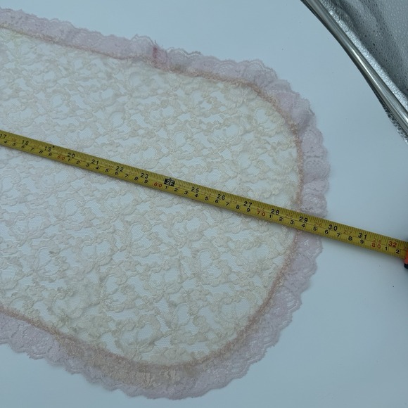 Vintage Lace Table Runners Black & Cream Pink Set Cottagecore Veil Bridal - Picture 10 of 12